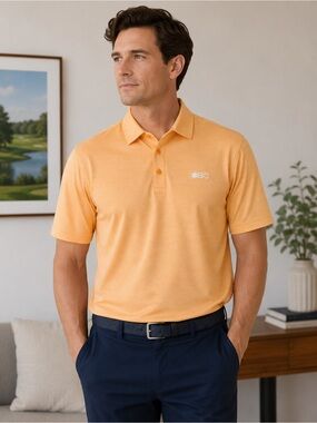 Black Clover Live Lucky Men’s Golf Polo Shirt – Orange Performance Polo